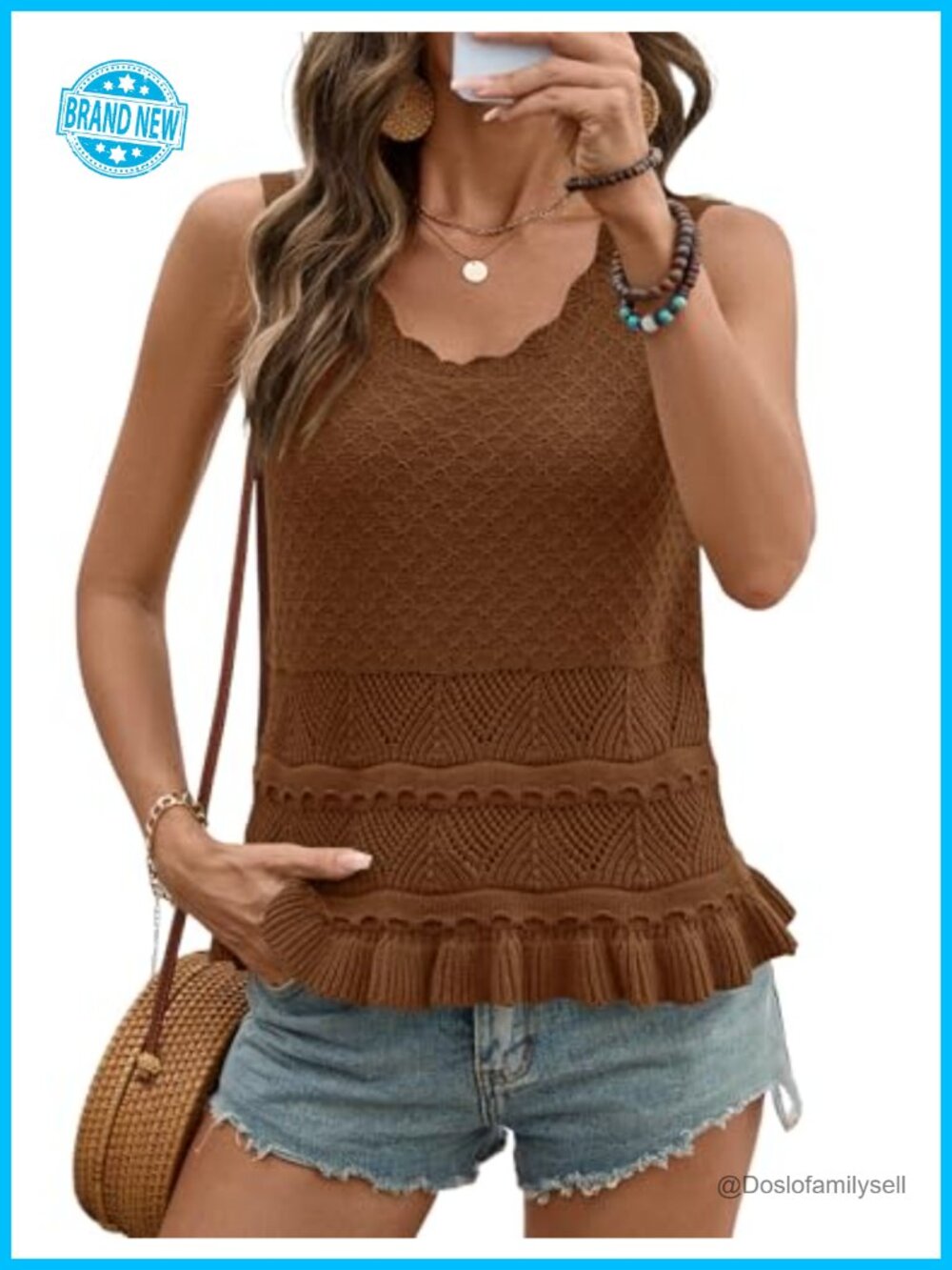 Boho Crochet Sweater Vest Sleeveless Tank Top